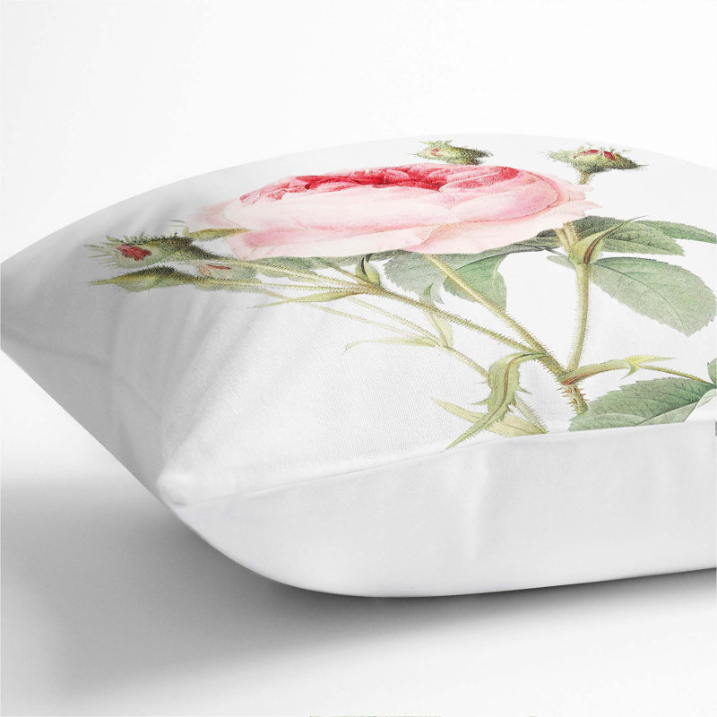 Moss by Pierre-Joseph Redoute Cushion with Filling, White, 55cm H x 55cm W x 20cm D