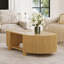 Table basse ovale en caoutchouc et bois cannelé avec rangement-1224843356