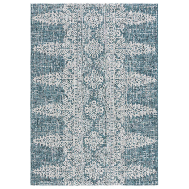 Tapis d'intérieur / extérieur à motif floral Courtyard Performance, Rectangle 5 pi 3 po x 7 pi 7 po