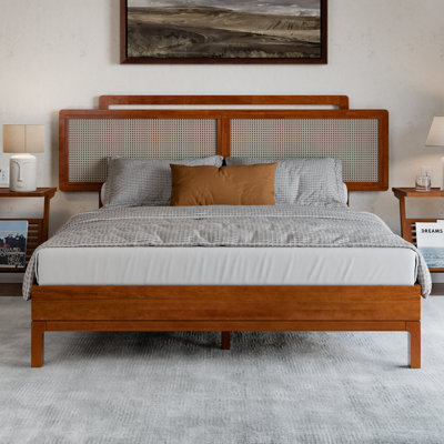 Neil Solid Wood Platform Bed with Headboard, Modern Bed Frame by George Oliver