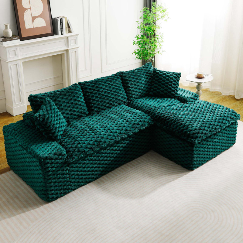 Canapé Turvet Velvet, Polyester vert, Orienté à droite