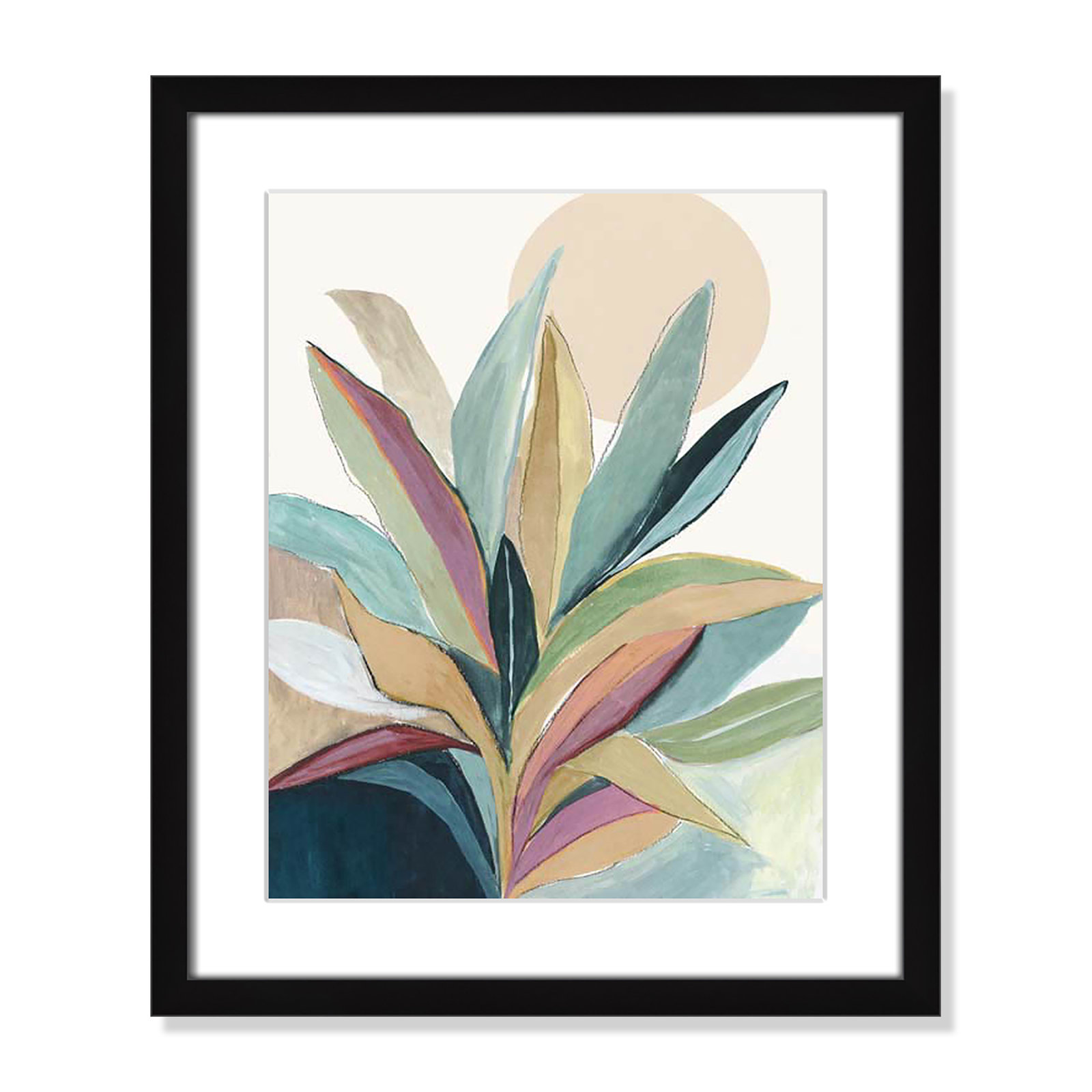 Sherbrooke Sunny Bright Leaves I by Asia Jensen Print, Black Single Picture Frame, Yes, 19" H x 16" W x 1.25" D