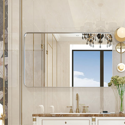 Miroir mural de salle de bain 36x30inch - cadre en métal, reflet transparent, non