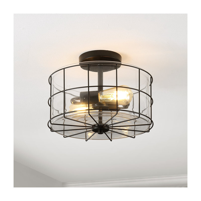 Plafonnier semi-encastré 2 lumières 12,5 po Aldusa, Noir mat
