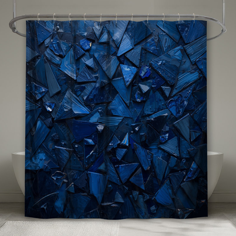 Rideaux de douche triangulaires bleus extra longs, L 70 po x H 93 po