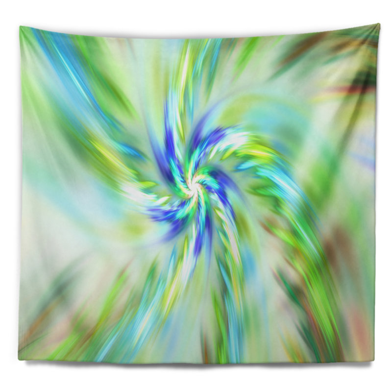 Tapisserie fleur d’une fleur de couleur vert en spirale florale, H 32 po x l 39 po