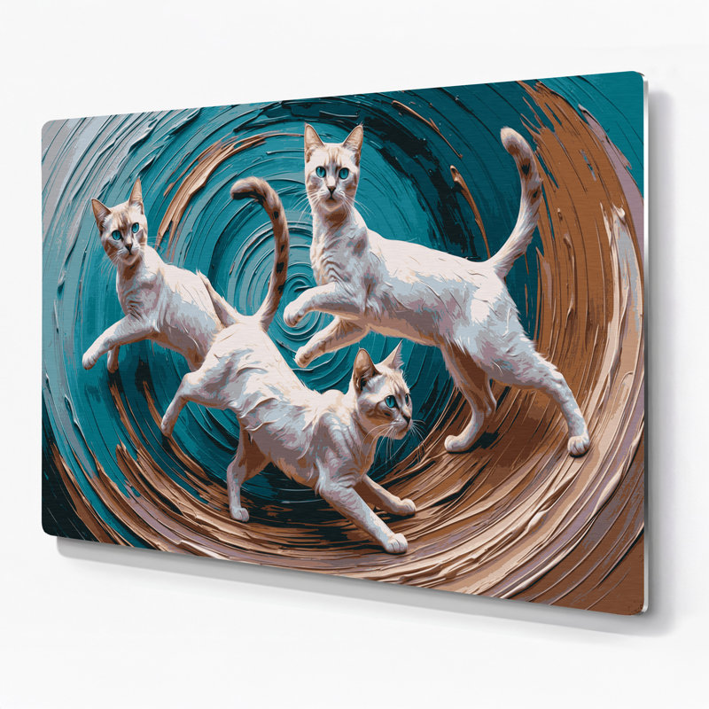 Chats Tonkinese Shorthair gris, art mural en métal, H 240 po x l 240 po x P 0,05 po