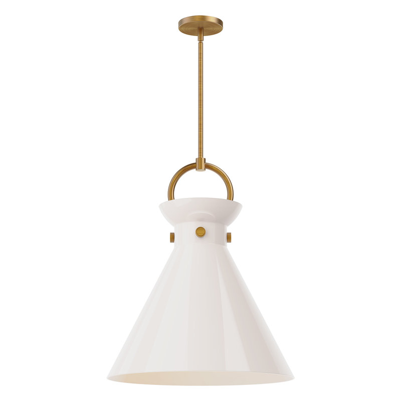 Luminaire suspendu conique à 1 lumière Tiney, H 21,75 po x l 18 po x P 18 po, Doré vieilli