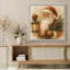 Décoration murale classique de père Noël avec lanterne et branche de pin - impression sur toile encadrée-454653167-454653075