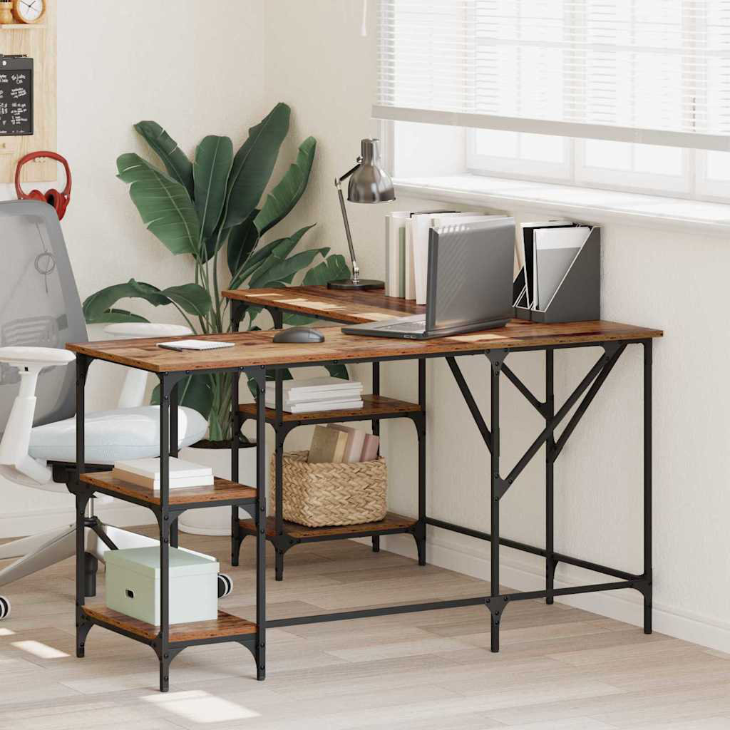 L-Shaped Metal Base Computer Desk