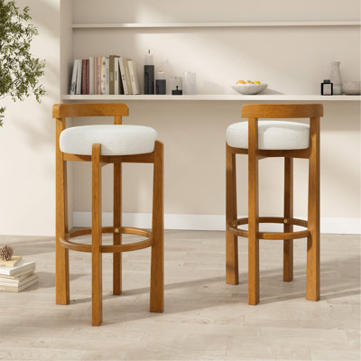 Ensemble de 2 tabourets de bar en bois Elise