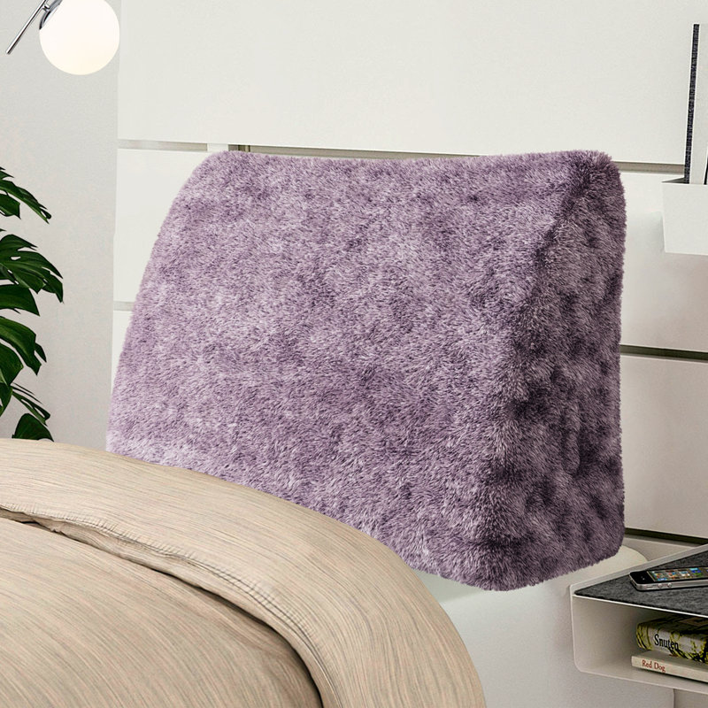 Sit-up Back Comfort Plush Fur Headboard Wedge Reading Pillow Back Support Backrest Cushion Compression, Purple, Twin
