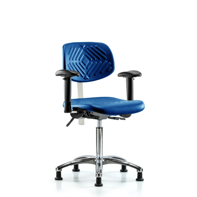 Chaise de salle blanche en polyuréthane classe 100 - hauteur de banc moyenne, Bleu, Patins