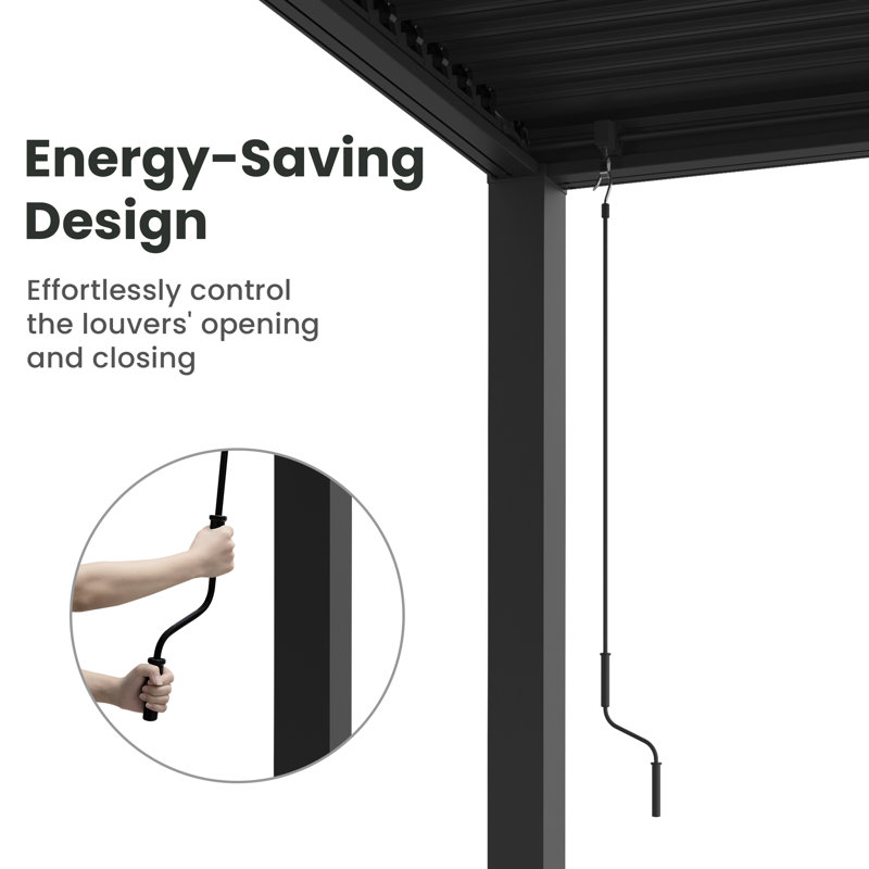 Aluminum Outdoor Pergola with Independent Louvered, Black, 96.5" H X 157.5" W X 118"D