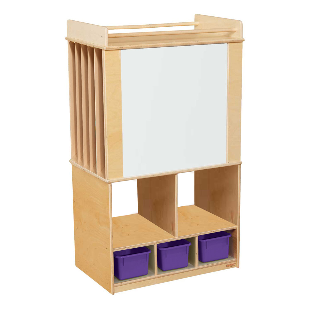 Store-It-All Portable 13 Compartment Teaching Cart with Casters Wood Designs Bin 