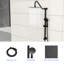 Système de douche noir mat. Tête de 10 pouces et main à 5 fonctions avec barre coulissante de 26,3 po. Fixation murale, installation facile. Réglages: pluie, massage, bulles. Composants livrés. Buse propre. Système de garniture sans valve-121169420