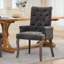 Élégante chaise de salle à manger en chenille capitonnée avec pieds en bois courbés, confortable et élégante pour les salles à manger modernes-134683113-134683118
