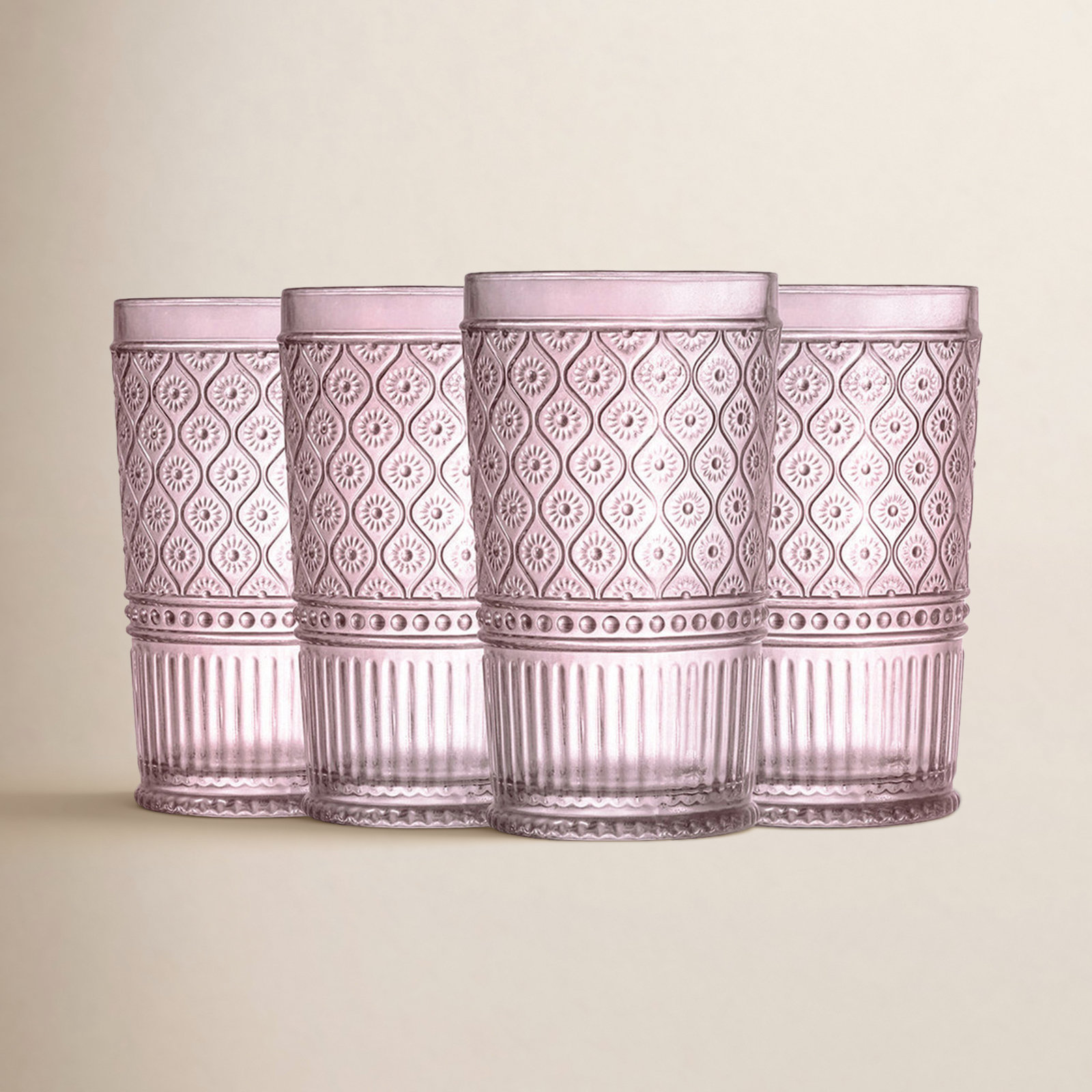 Claro Crystal Highball Glass, Pink