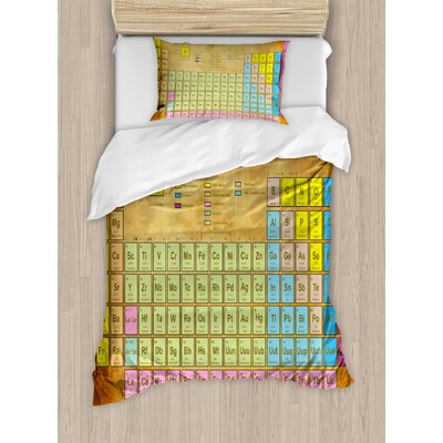 Periodic Table Chemistry Elements for Classroom Geek Science Lovers Vintage Style Print Duvet Cover Set -  Ambesonne, nev_33452_twin