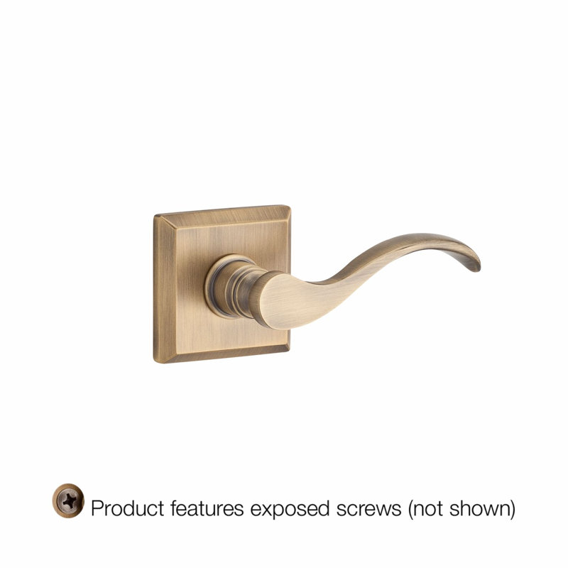 Curve Single Dummy Door Lever with Traditional Square Rose, Polished Chrome, Left
