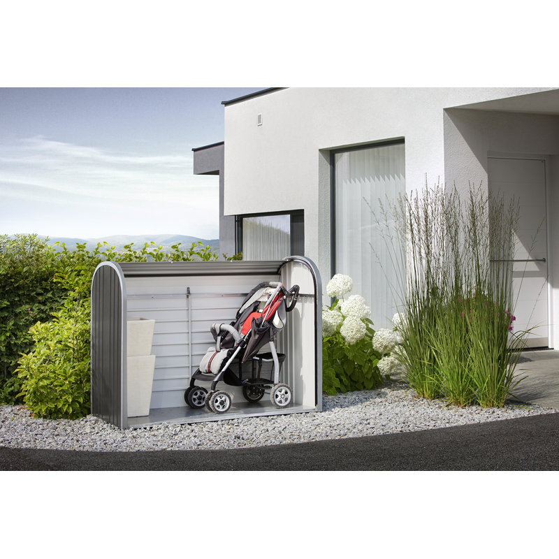Biohort StoreMax 6' L x 3' D x 4' H Metal Horizontal Roller Shutter Door Storage Bike Shed with Lock Gray