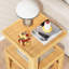 Table d'appoint roulante en bois massif naturel à 3 niveaux, finition naturelle-734666282