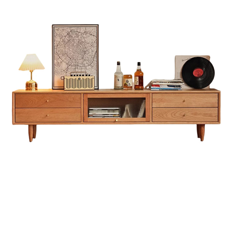 Meuble télé en bois de cerisier de style nordique, 82.67"