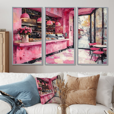 Ensemble de décoration murale rose pâtisserie paradisiaque accentuée de noir