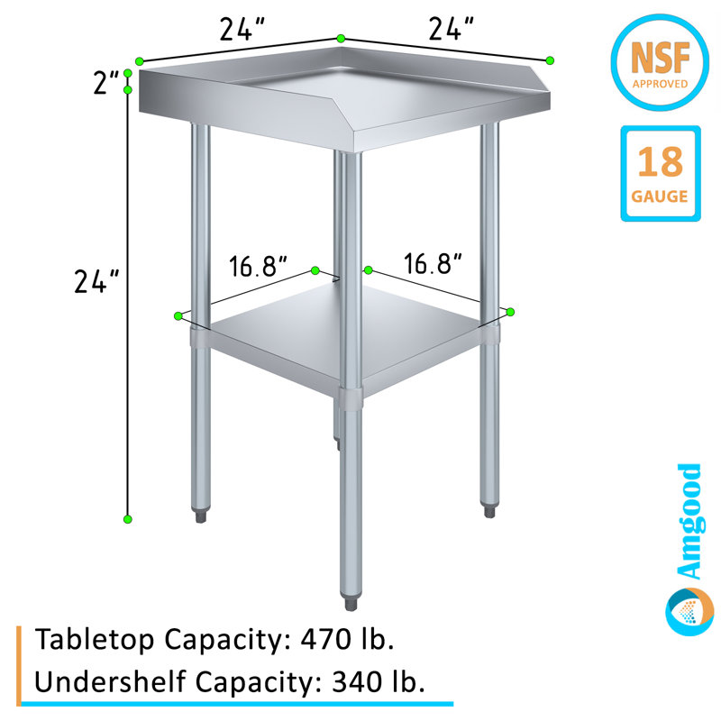 24 in. x 24 in. Commercial Work Table with Backsplash and Sidesplashes