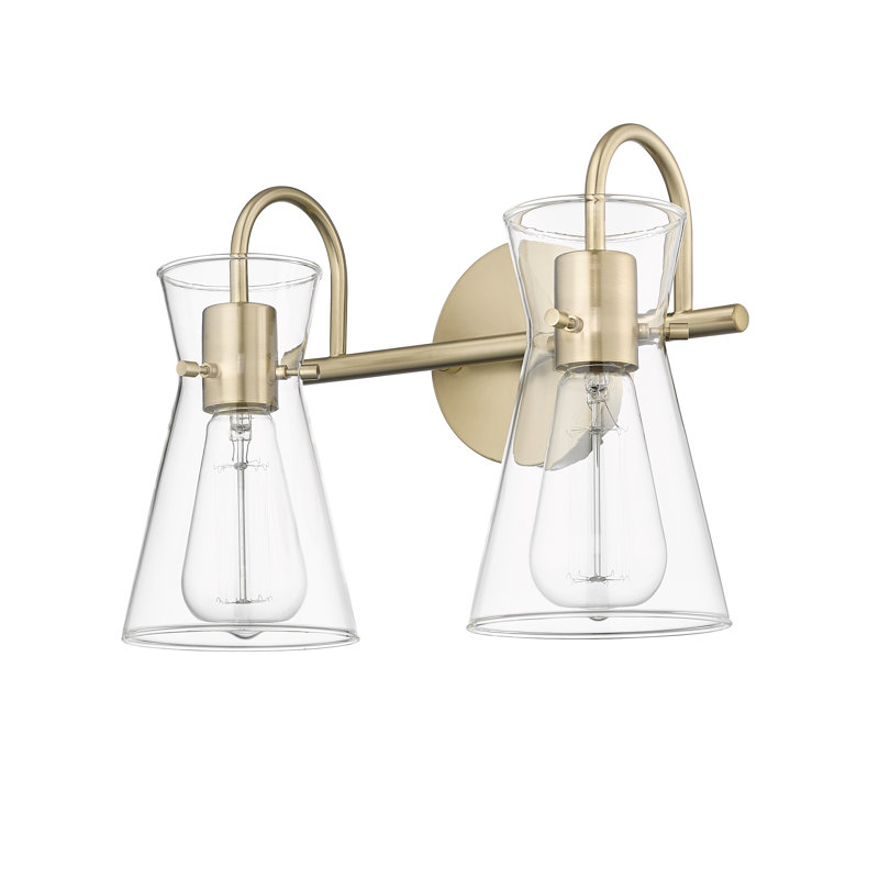 Éclairage pour meuble-lavabo à 2 lumières à intensité variable Stalcup, Or moderne