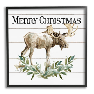 «Merry Christmas Moose Laurel» par Carol Robinson - impression sur bois