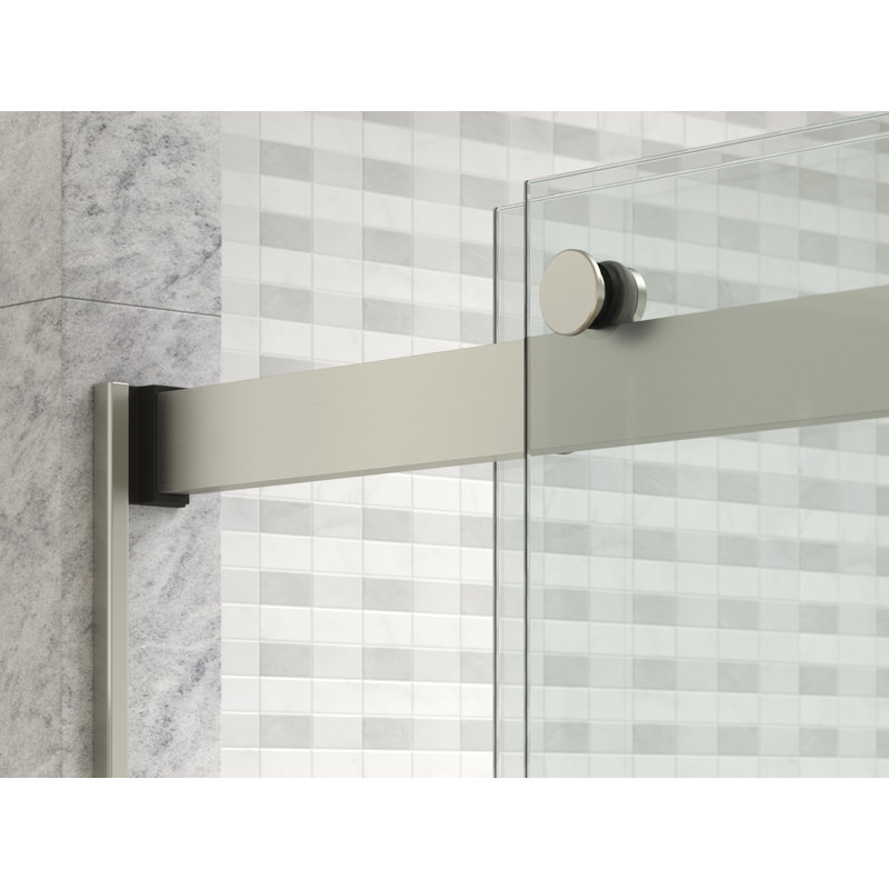 Levity Plus Less Sliding Shower Door, 77-9/16 In. H X 44-5/8 - 47-5/8 In. W, With 5/16 In.-Thick Crystal Clear Glass, Nickel
