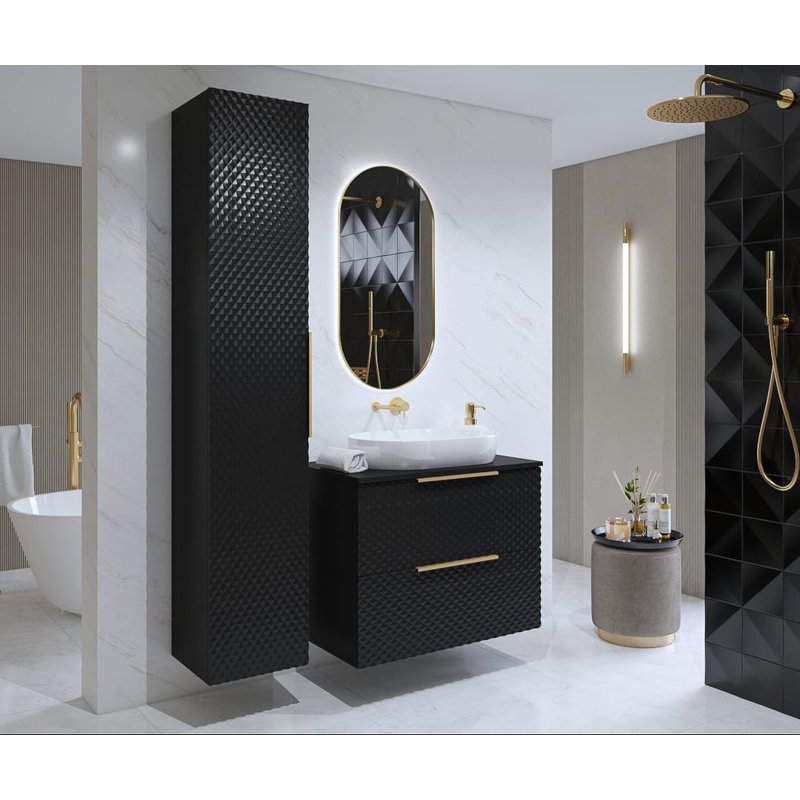 Ahria Wall Mounted Bathroom Cabinet, Matte Black