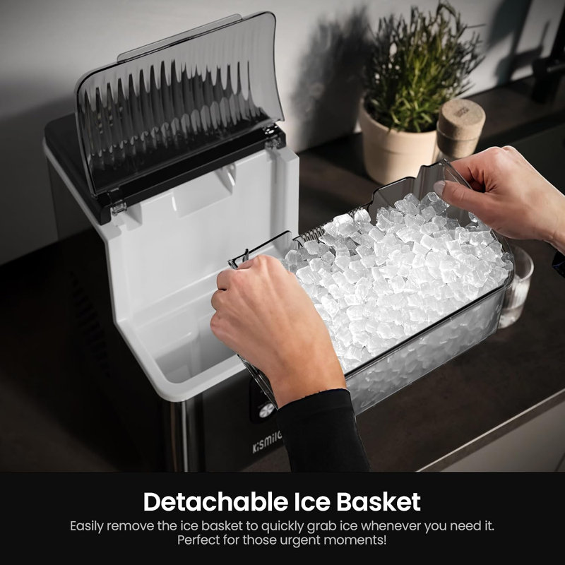 COWSAR 33 lb. Daily Production Nugget Clear Ice Portable Ice Maker, Sonic Ice , Self-Cleaning, Removable Ice Bin,Black