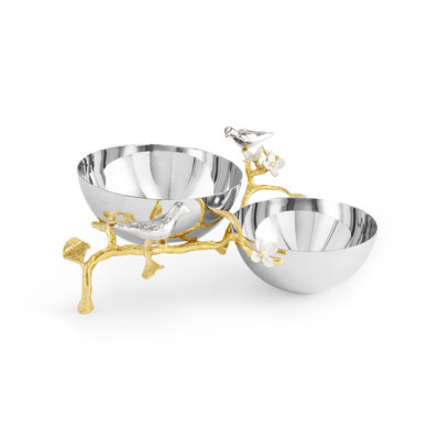 Lovebirds Silver & Gold Double Dish