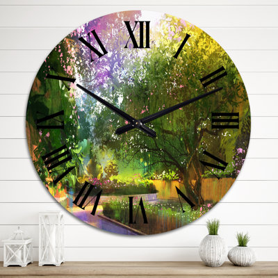 Vibrant Pathway In A Peaceful Green Park - Horloge murale Country