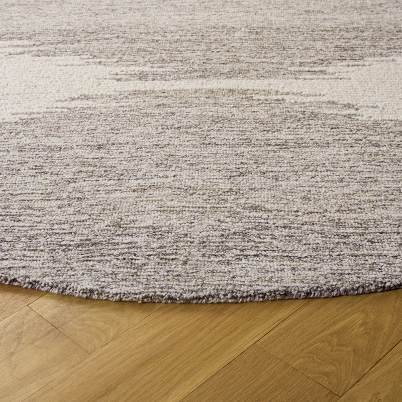 Abstract Hand Tufted Wool, Cotton Abstract Indoor Rug, Round 6'
