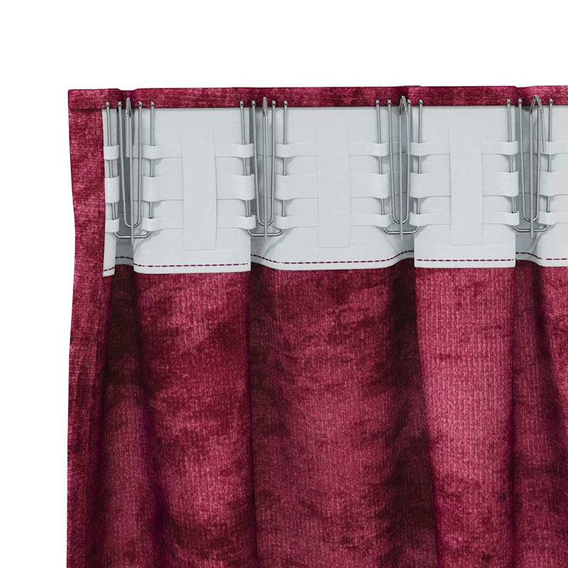 Curtain With Curtains 2 Pcs Velvet, 140cm Width x 140cm Drop, Wine Red