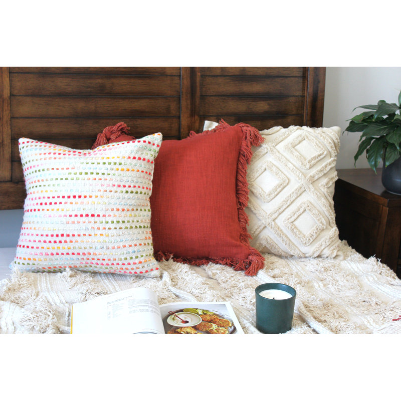 Ensemble de housse de coussin décoratif en coton 3 pièces