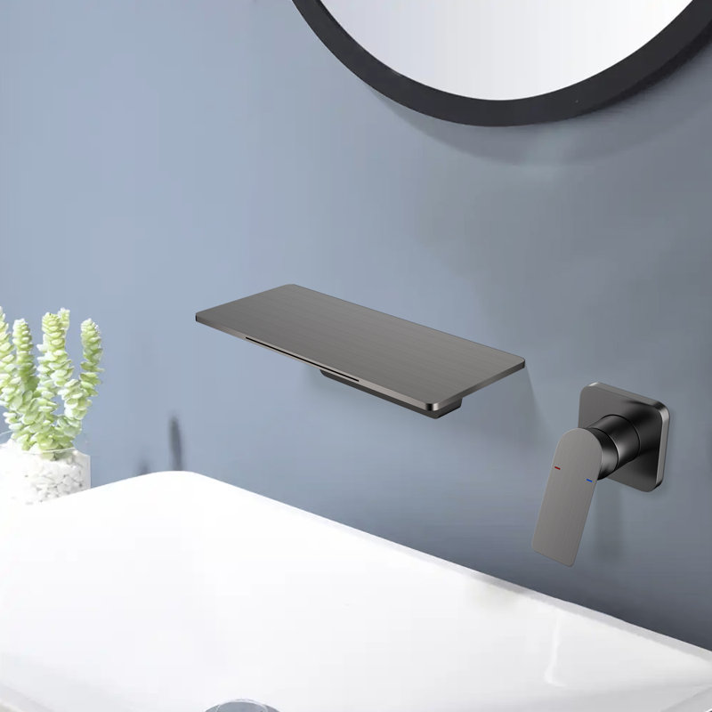 Single Handle Wall Mounted Bathroom Faucet, Gun Metal