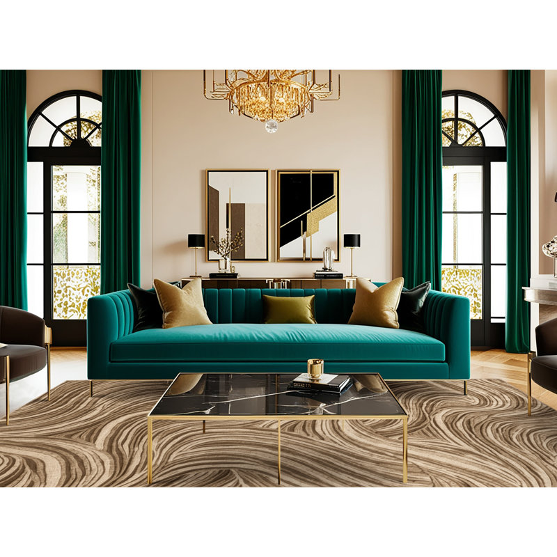 Washable Sandy Ripple Deluxe Coastal Area Rug, Round 4'