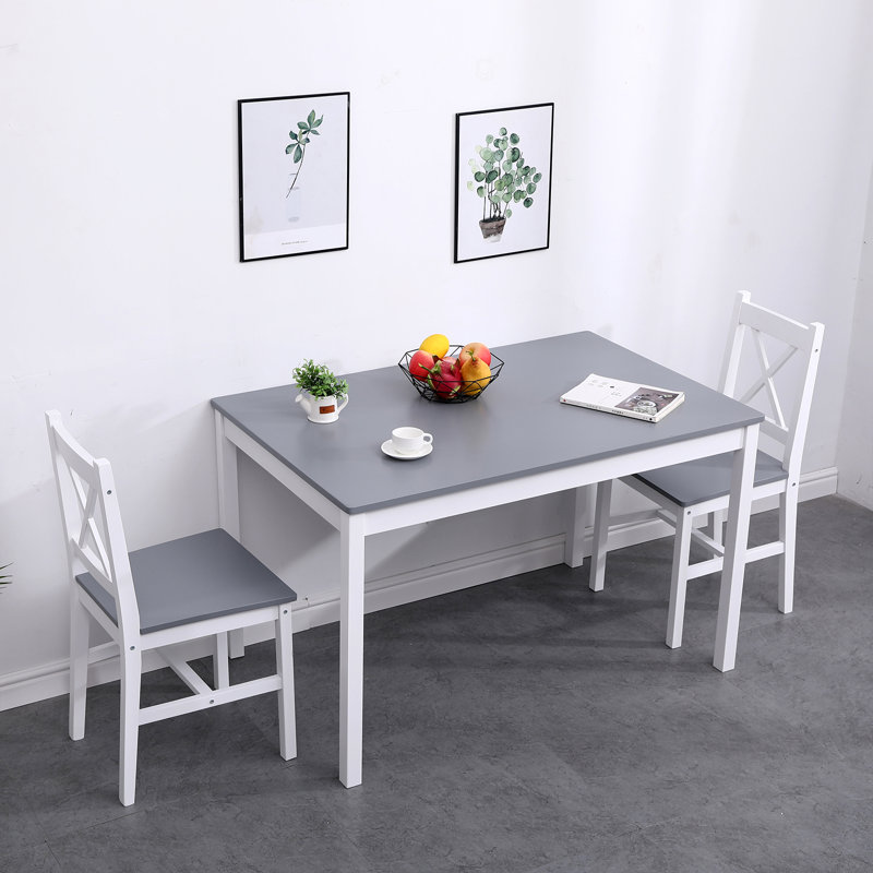 Ensemble de salle à manger 5 pièces Elea, Gris / Blanc