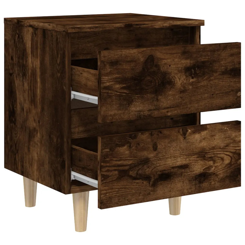 Phoenicia 2 Drawer Bedside Table, Smoked Oak
