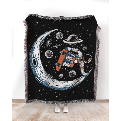 Astronaut Skateboarding Over The Moon Throw