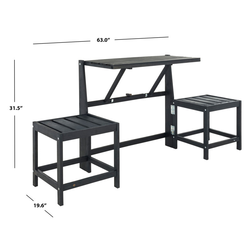 Banc convertible en bois Overs balcon, Gris Ardoise Foncé