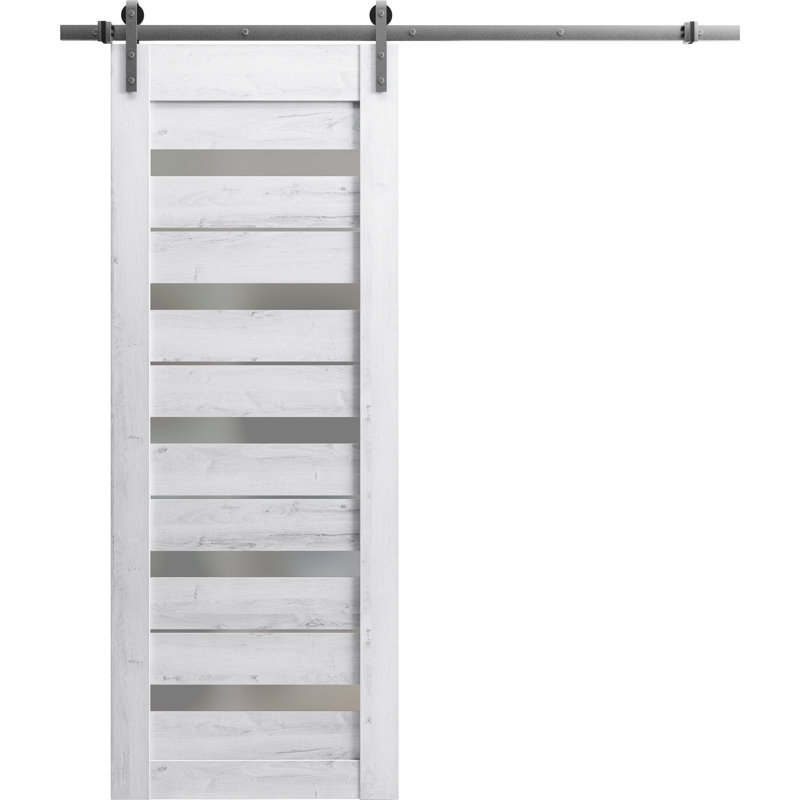 Porte de grange en bois givré Quardo, 32 po x 84 po, Blanc