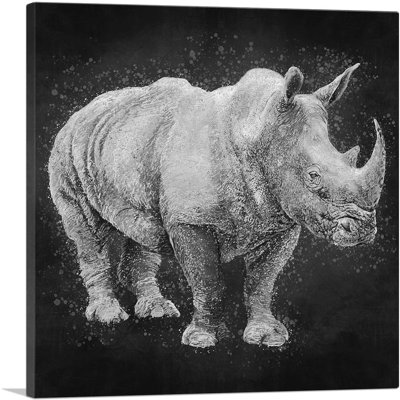 Rhinocéros noir, rhinocéros, Afrique, noir et blanc - impression sur toile tendue