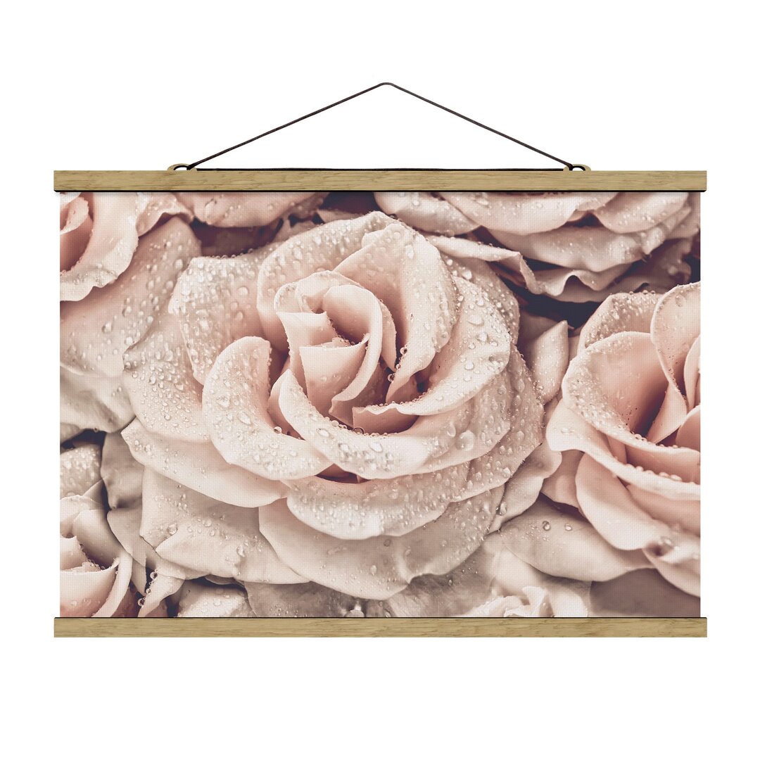 Fotodruck Roses Sepia mit Wassertropfen