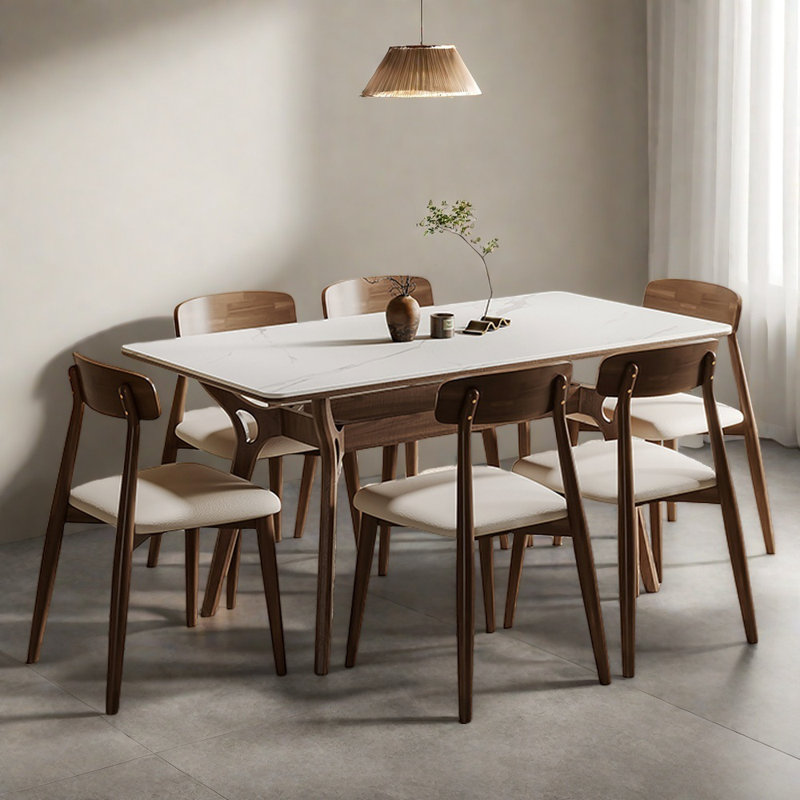 Small rectangular family dining table set, 29.52"H x 55.11"L x 31.49"W