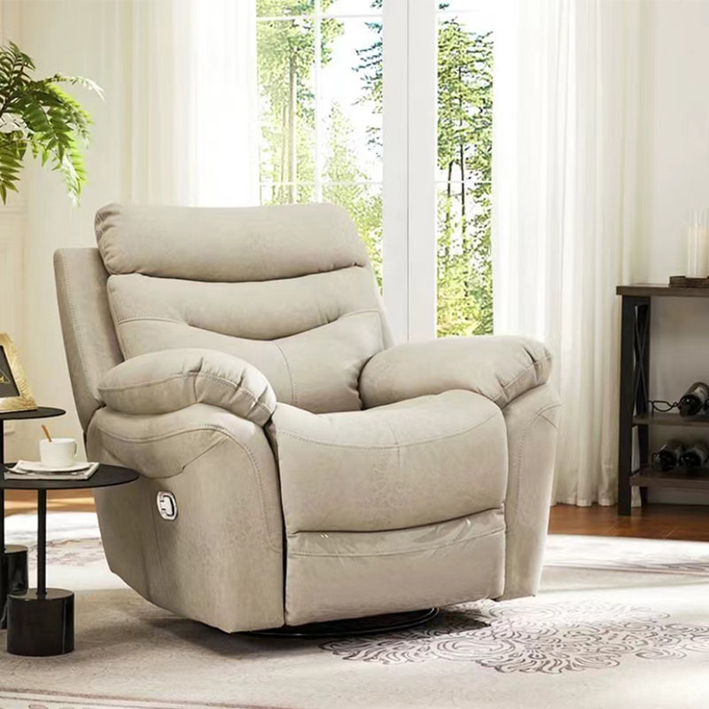 Quality fashion sofa swivel lazy home recliner, Beige Faux Leather